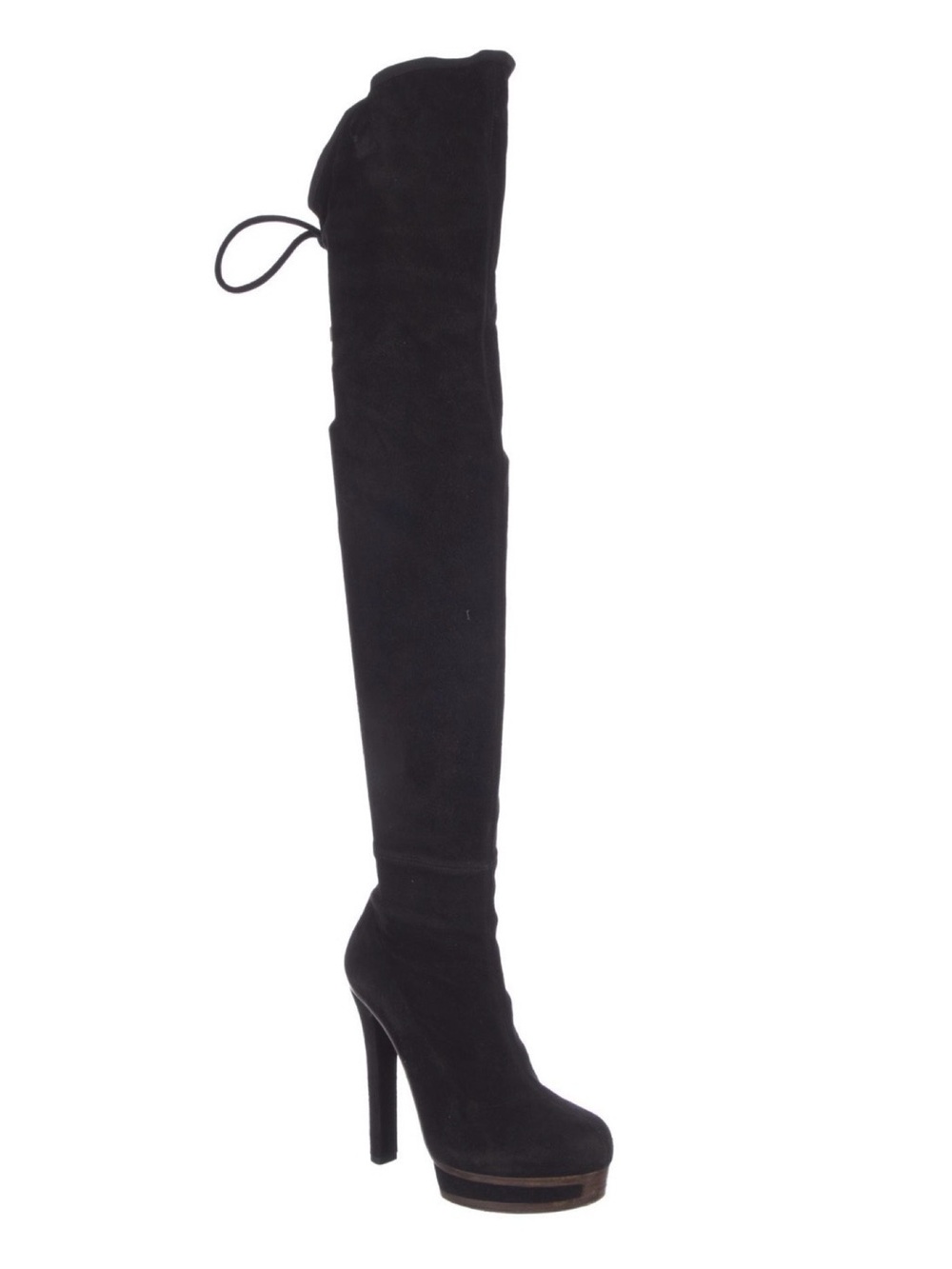 GUCCI Alonya Black Suede OTK Platform Heeled Boots